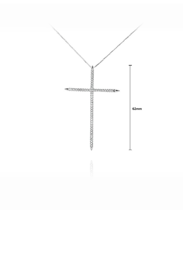 Simple Fashion Cross Pendant with Cubic Zirconia and Necklace - Luxurious Look