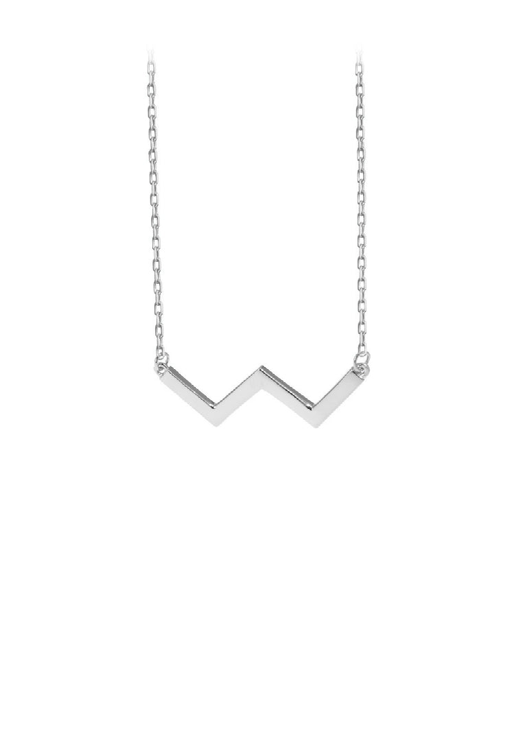 925 Sterling Silver Simple Personality Alphabet W Pendant with Necklace