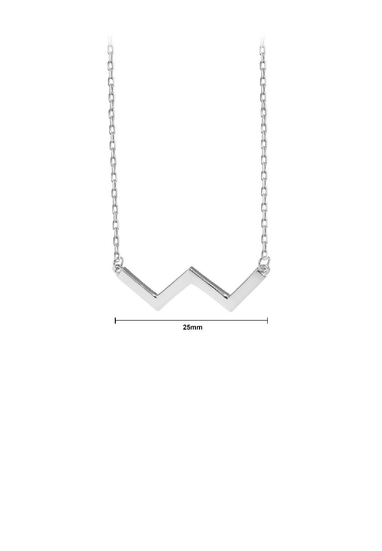 925 Sterling Silver Simple Personality Alphabet W Pendant with Necklace
