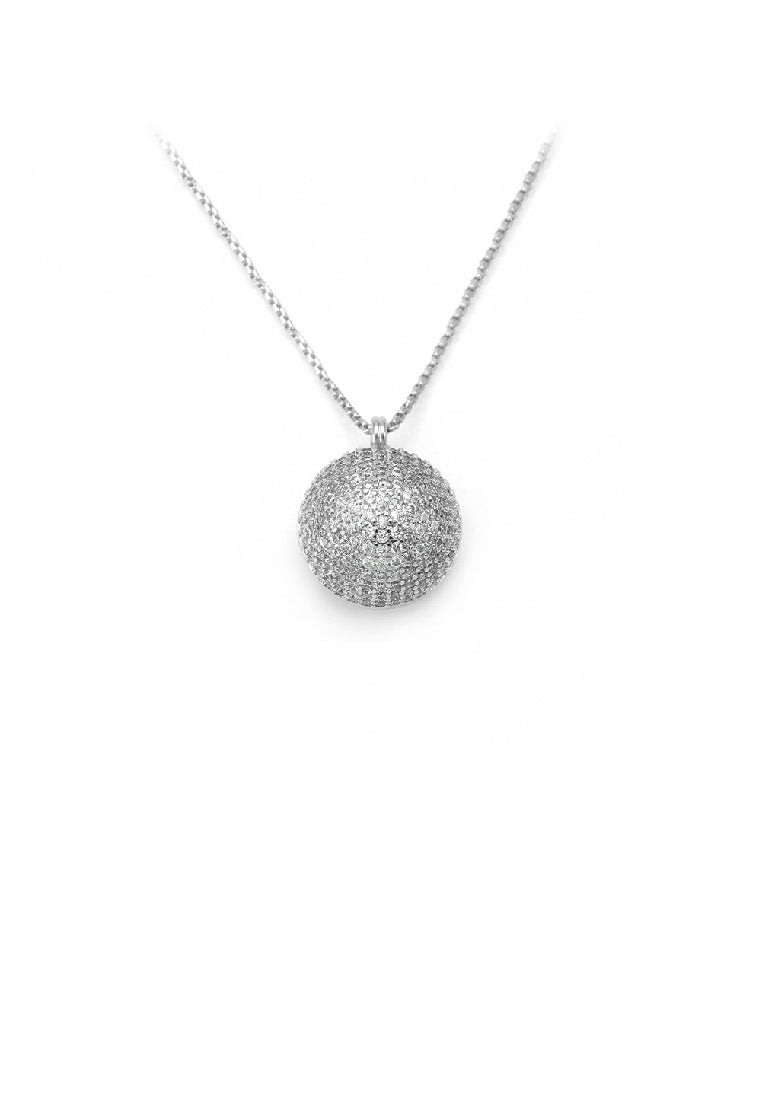 Simple Brilliant Geometric Round Pendant with Cubic Zirconia and Necklace - Luxurious Look