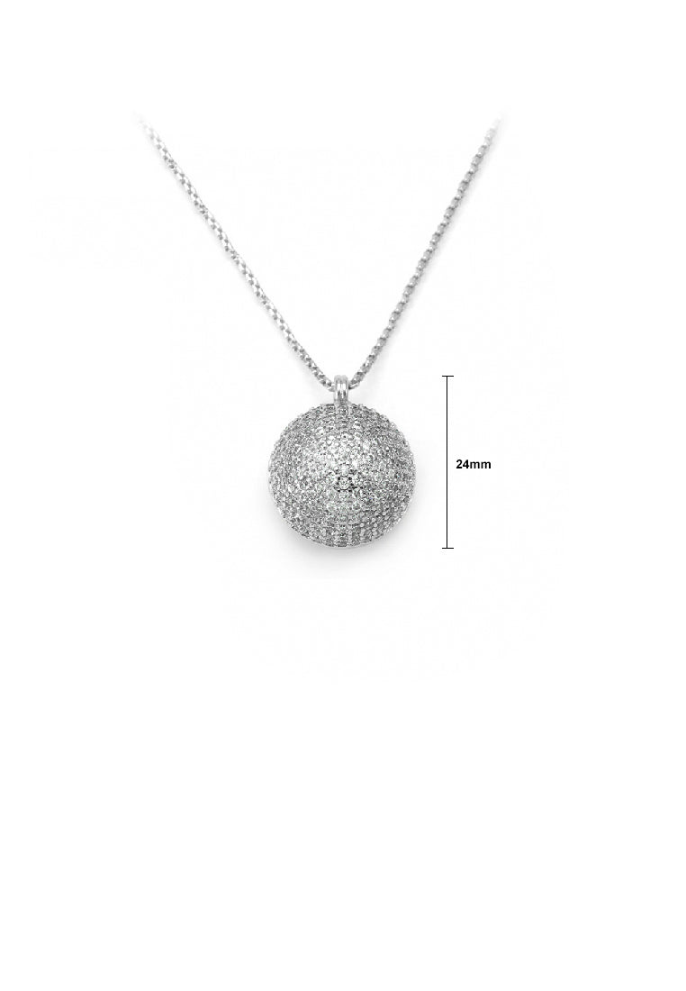 Simple Brilliant Geometric Round Pendant with Cubic Zirconia and Necklace - Luxurious Look