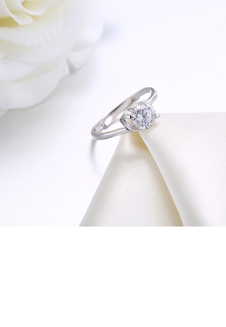 925 Sterling Silver Fashion Romantic Geometric Adjustable Ring with Cubic Zircon