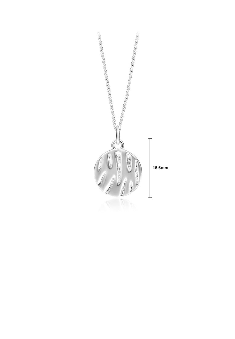 925 Sterling Silver Fashion Simple Irregular Pattern Geometric Round Pendant with Necklace