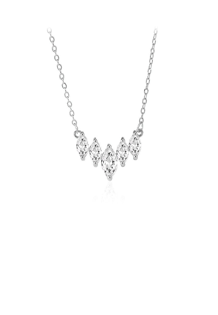 925 Sterling Silver Fashion and Simple Water Drop-shaped Pendant with Cubic Zirconia and Necklace - Luxurious Look