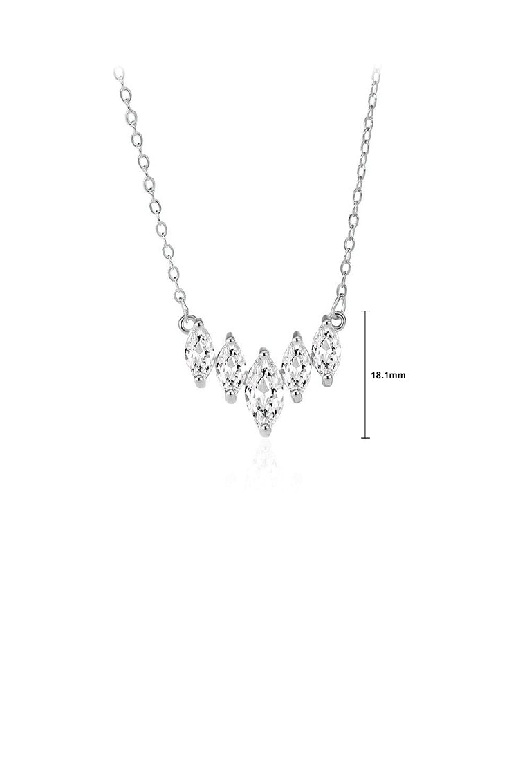 925 Sterling Silver Fashion and Simple Water Drop-shaped Pendant with Cubic Zirconia and Necklace - Luxurious Look