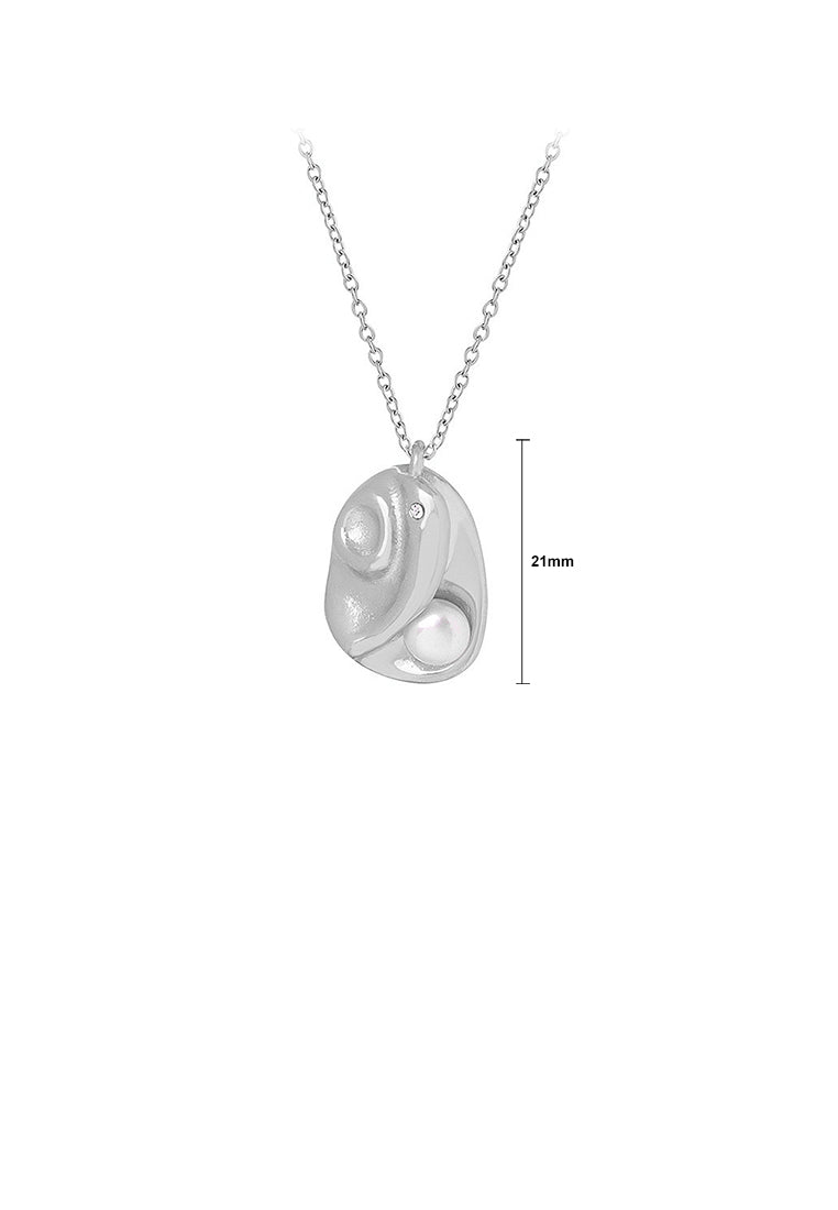Fashion and Creative 316L Stainless Steel Irregular Geometric Pendant with Imitation Pearls and Necklace