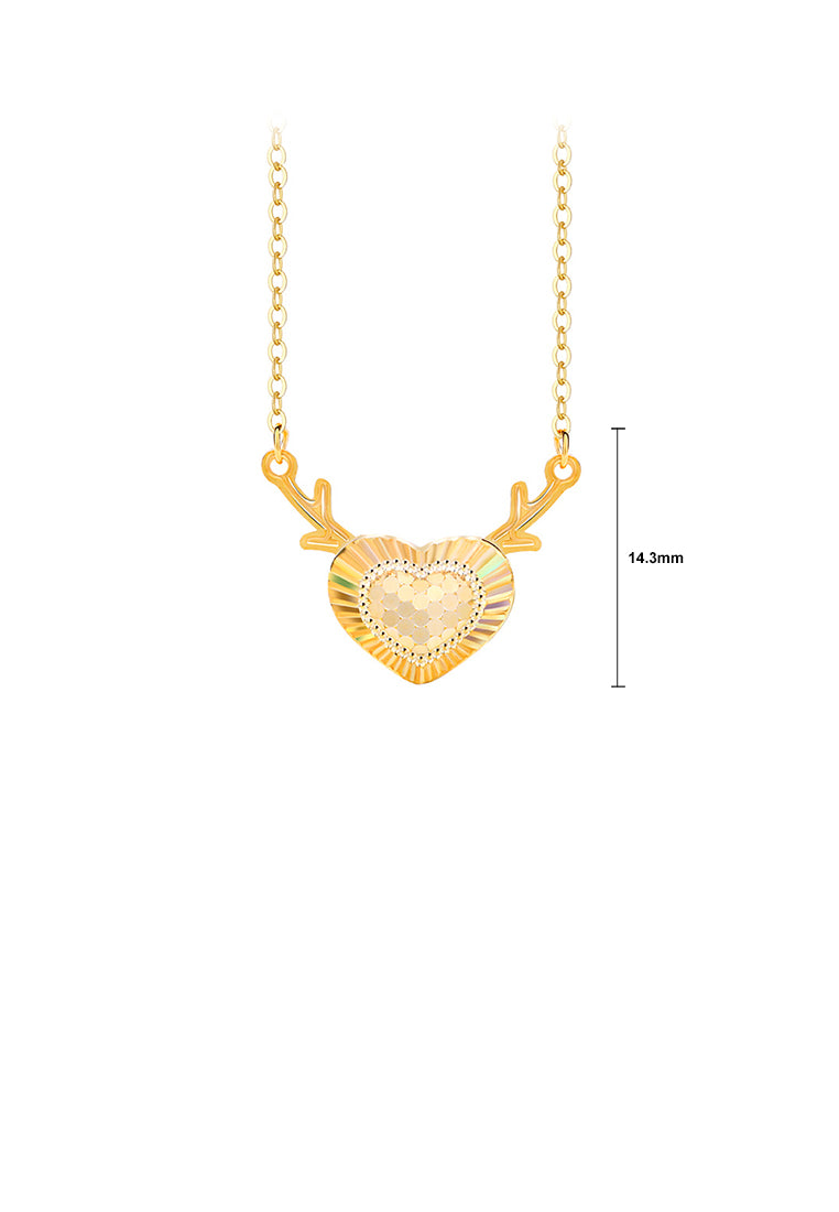 925 Sterling Silver Plated Gold Simple and Fashion Deer Heart-shaped Pendant with Necklace