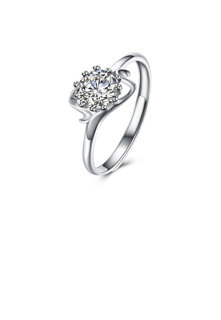 925 Sterling Silver Fashion Romantic Round Cubic Zirconia Adjustable Ring - Luxurious Look