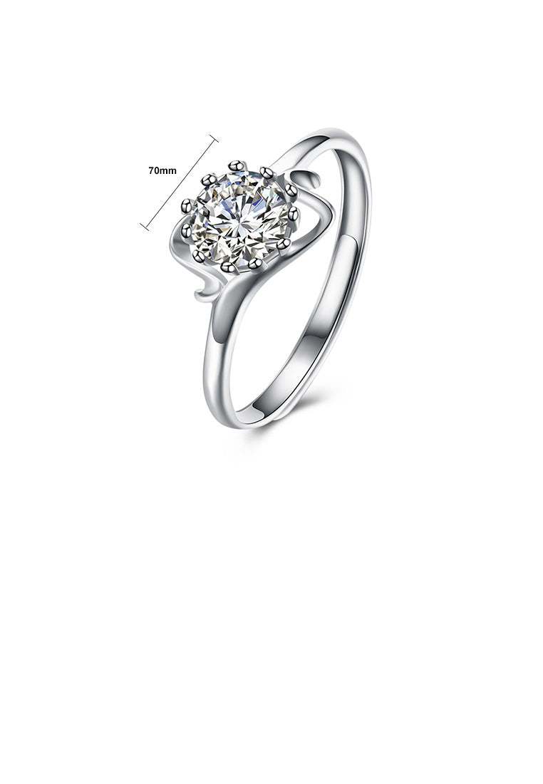 925 Sterling Silver Fashion Romantic Round Cubic Zirconia Adjustable Ring - Luxurious Look