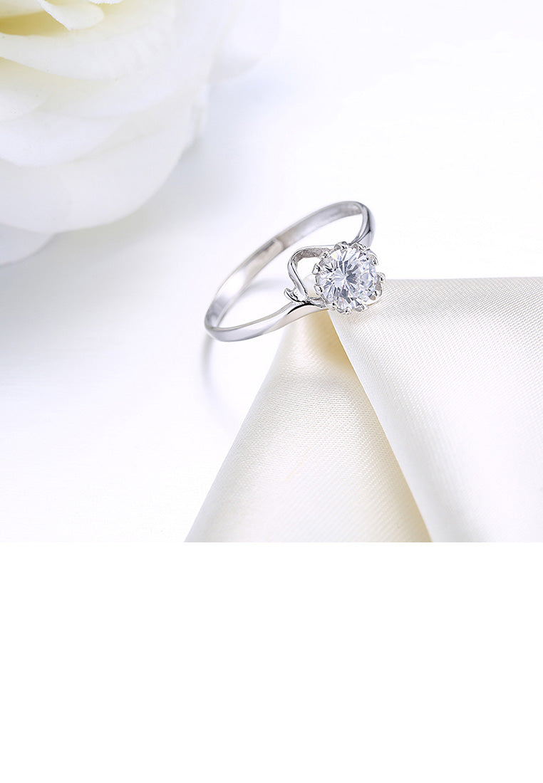 925 Sterling Silver Fashion Romantic Round Cubic Zirconia Adjustable Ring - Luxurious Look