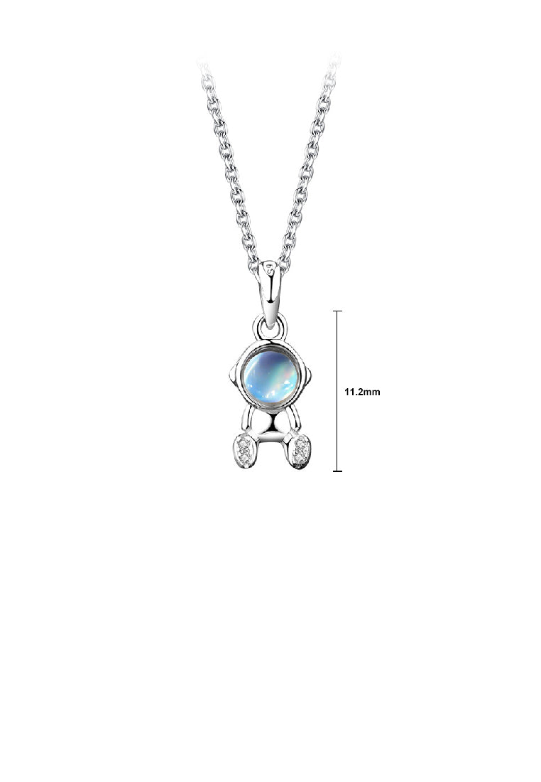 925 Sterling Silver Fashion Creative Astronaut Moonstone Pendant with Necklace