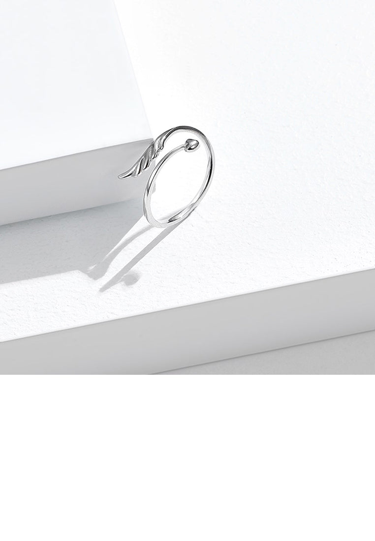 925 Sterling Silver Fashion Simple Angel Wing Adjustable Open Ring