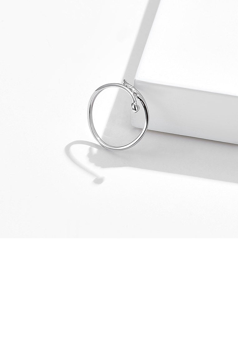 925 Sterling Silver Fashion Simple Angel Wing Adjustable Open Ring