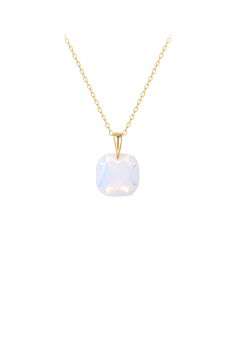 925 Sterling Silver Plated Gold Simple and Fashion Geometric Colorful Cubic Zirconia Pendant with Necklace - Luxurious Look