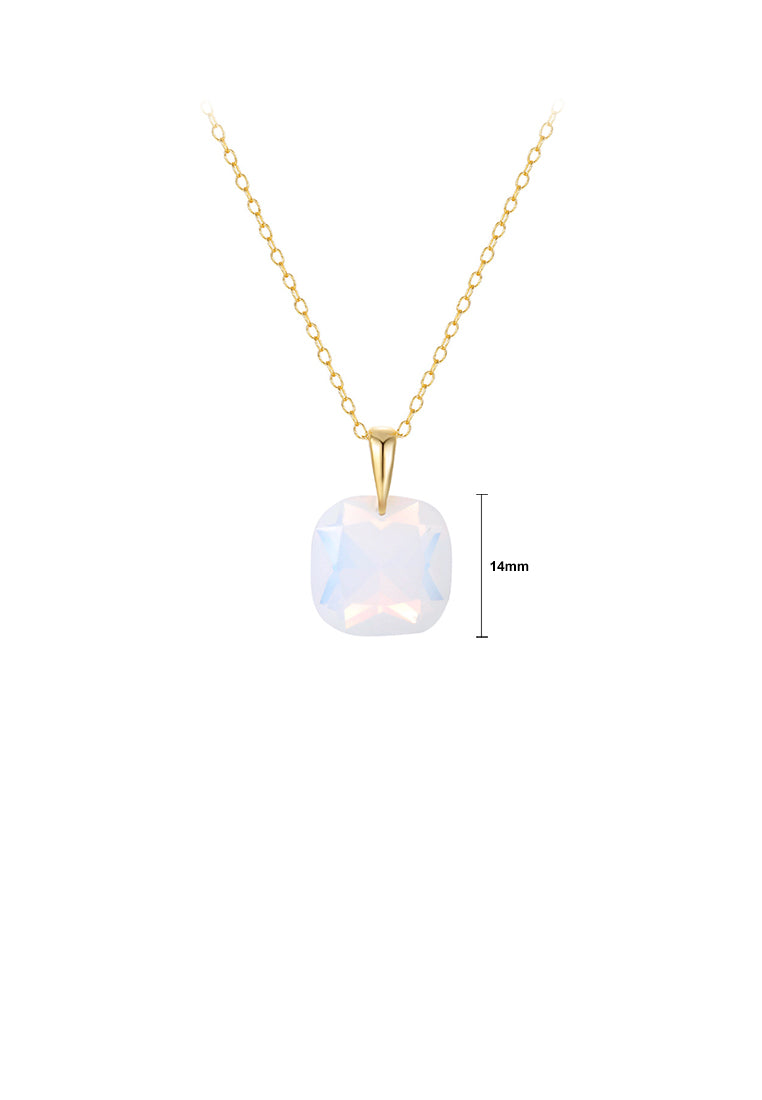 925 Sterling Silver Plated Gold Simple and Fashion Geometric Colorful Cubic Zirconia Pendant with Necklace - Luxurious Look