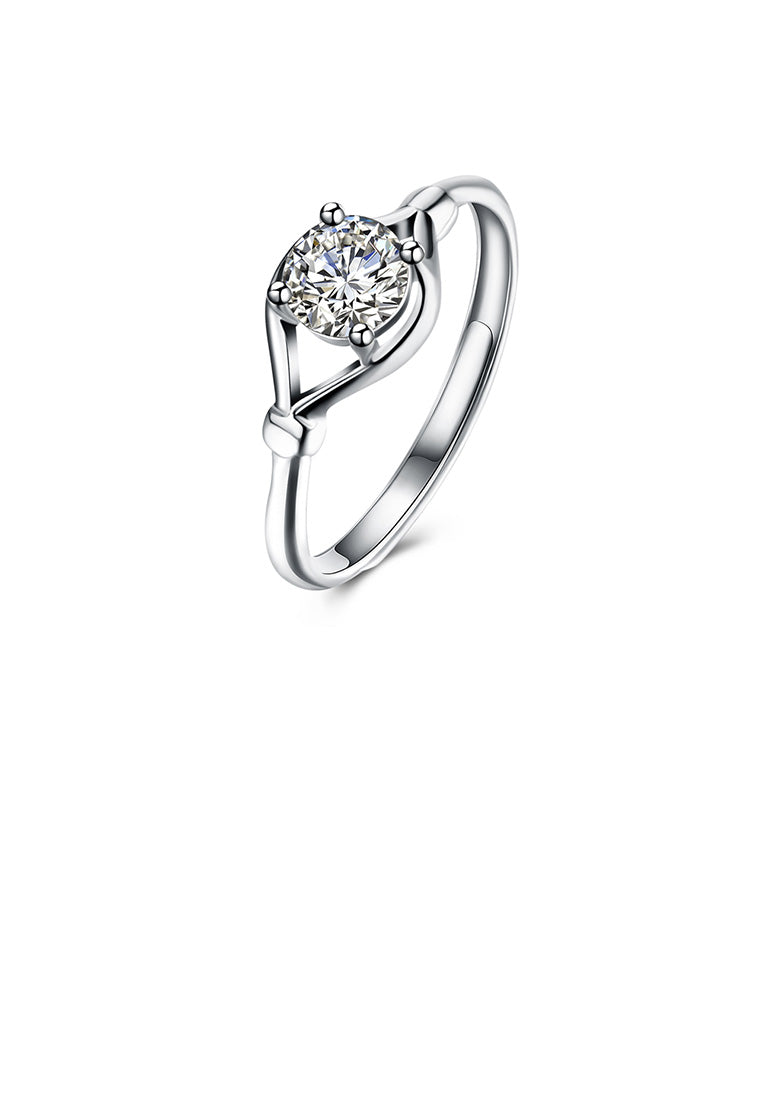 925 Sterling Silver Fashion Simple Hollow Geometric Adjustable Ring with Cubic Zircon