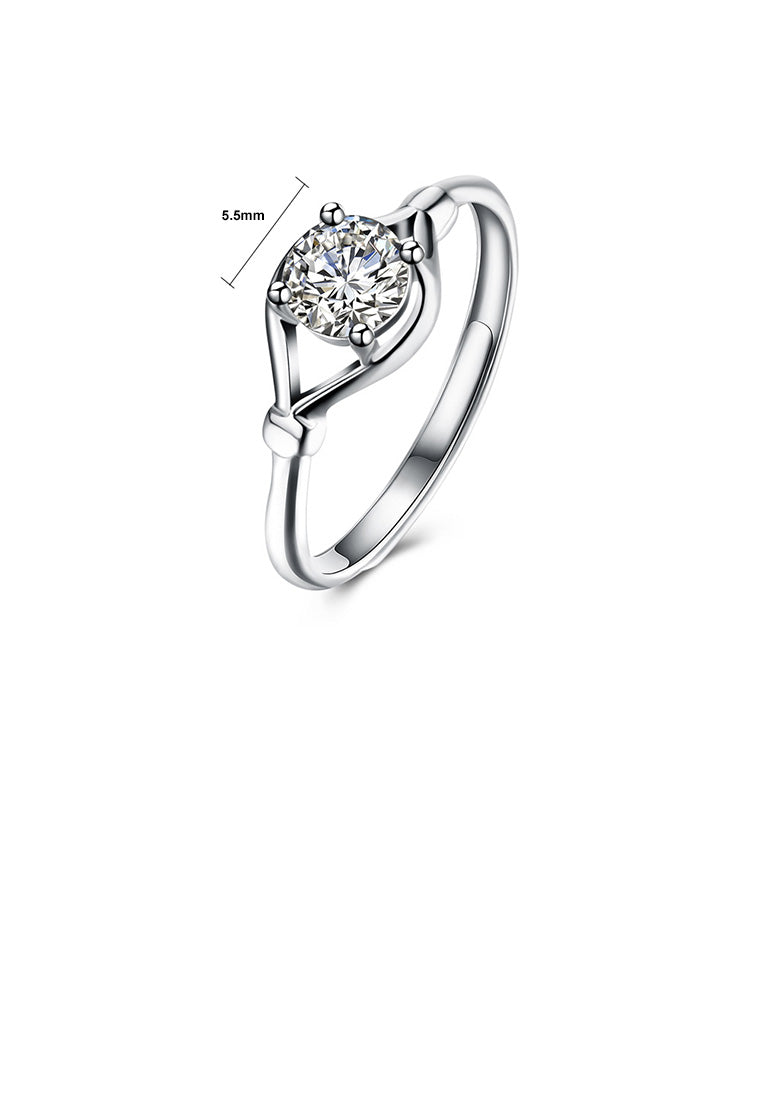 925 Sterling Silver Fashion Simple Hollow Geometric Adjustable Ring with Cubic Zircon