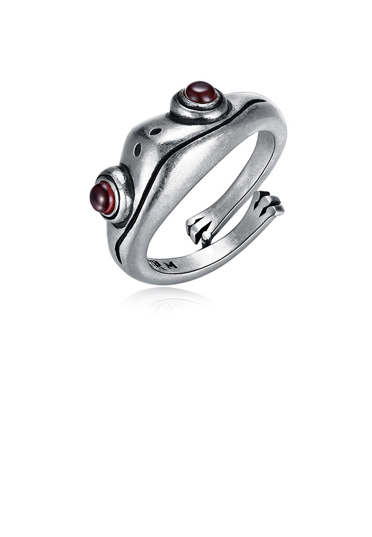 925 Sterling Silver Fashion Cute Frog Adjustable Open Ring