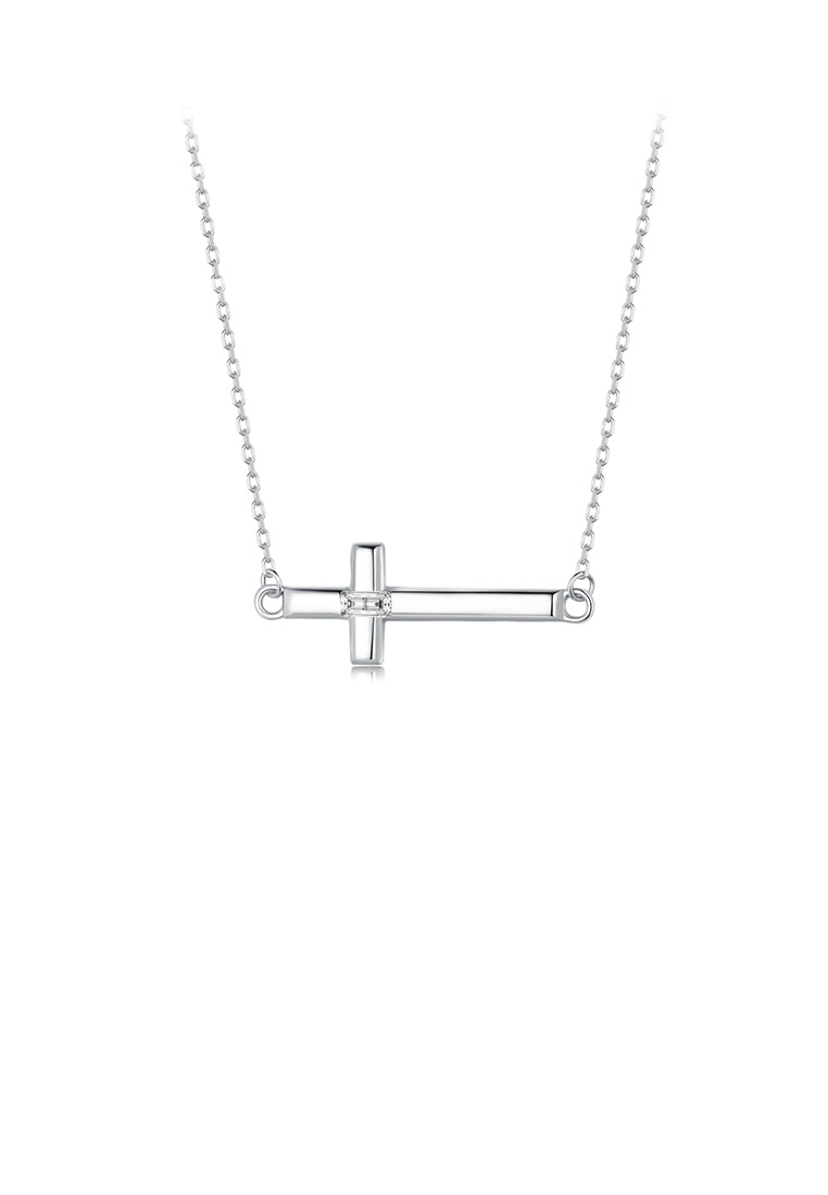 925 Sterling Silver Fashion Simple Cross Pendant with Necklace
