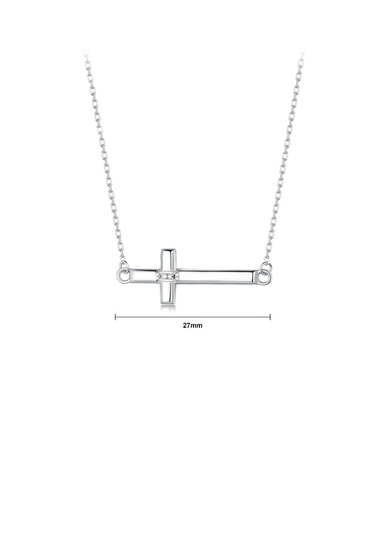 925 Sterling Silver Fashion Simple Cross Pendant with Necklace