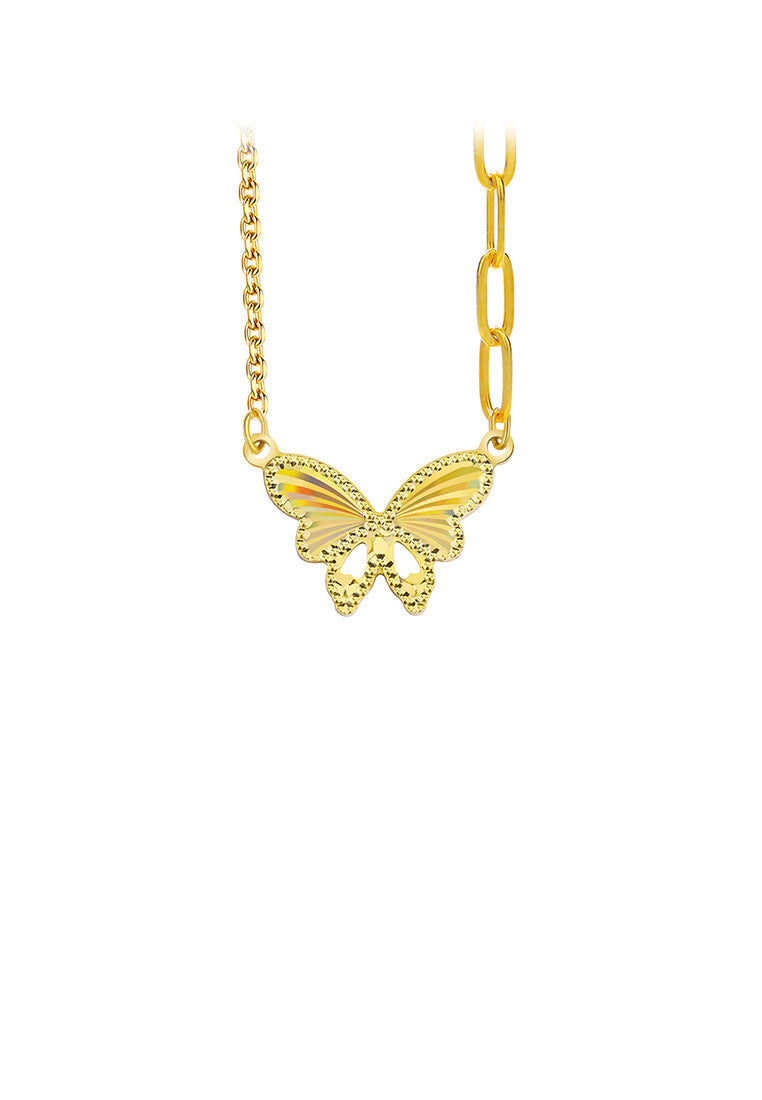 925 Sterling Silver Plated Gold Fashion Temperament Butterfly Pendant with Necklace