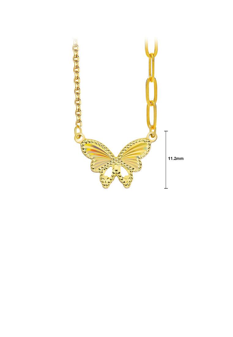 925 Sterling Silver Plated Gold Fashion Temperament Butterfly Pendant with Necklace