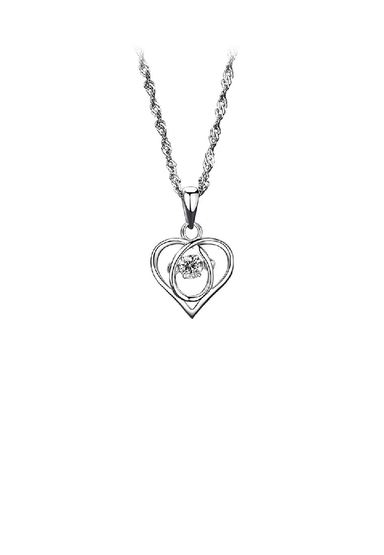 925 Sterling Silver Simple Fashion Heart Pendant with Cubic Zirconia and Necklace - Luxurious Look