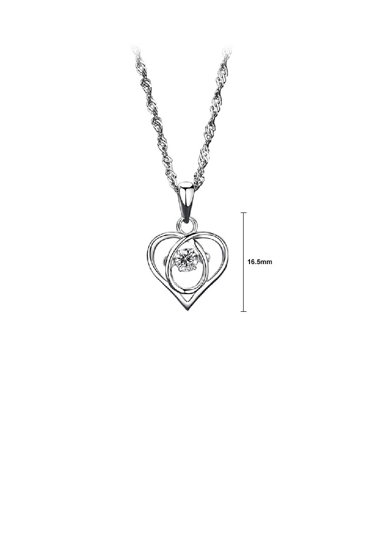 925 Sterling Silver Simple Fashion Heart Pendant with Cubic Zirconia and Necklace - Luxurious Look