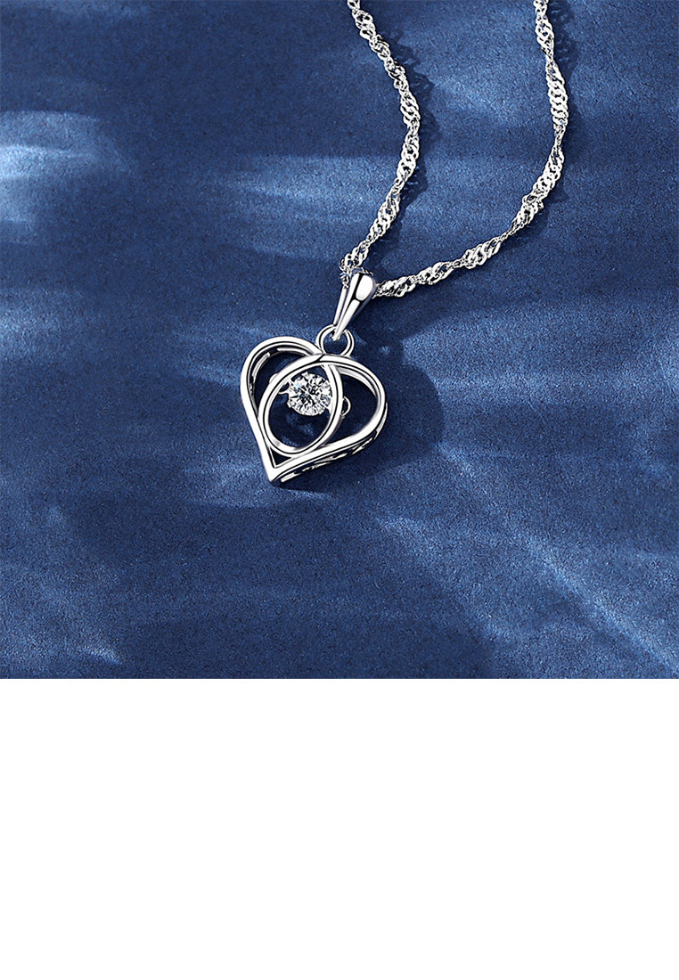 925 Sterling Silver Simple Fashion Heart Pendant with Cubic Zirconia and Necklace - Luxurious Look