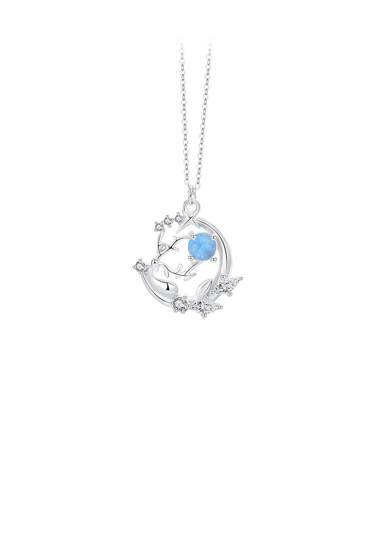 925 Sterling Silver Fashion Temperament Elk Pendant with Cubic Zirconia and Necklace - Luxurious Look