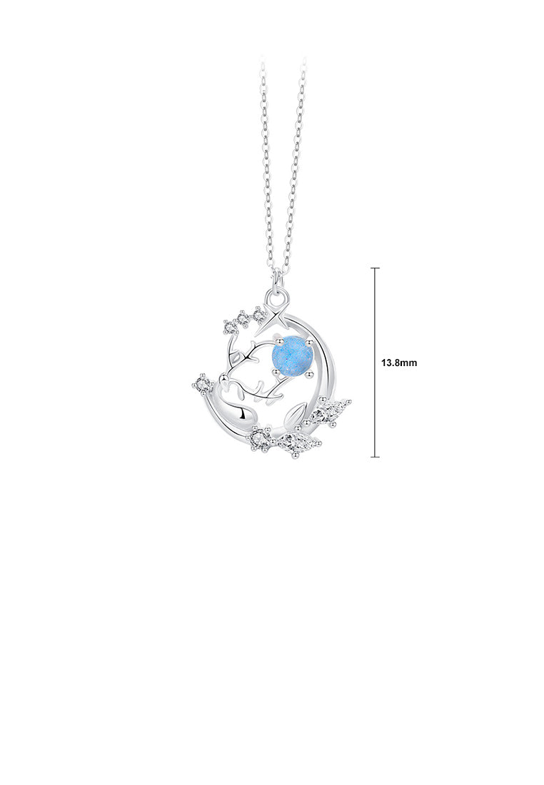 925 Sterling Silver Fashion Temperament Elk Pendant with Cubic Zirconia and Necklace - Luxurious Look