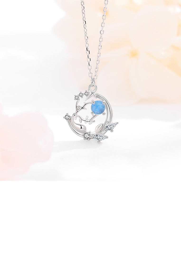 925 Sterling Silver Fashion Temperament Elk Pendant with Cubic Zirconia and Necklace - Luxurious Look