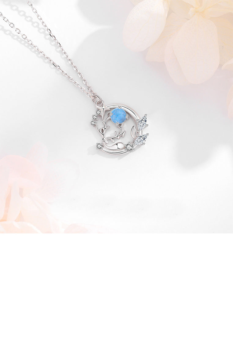 925 Sterling Silver Fashion Temperament Elk Pendant with Cubic Zirconia and Necklace - Luxurious Look