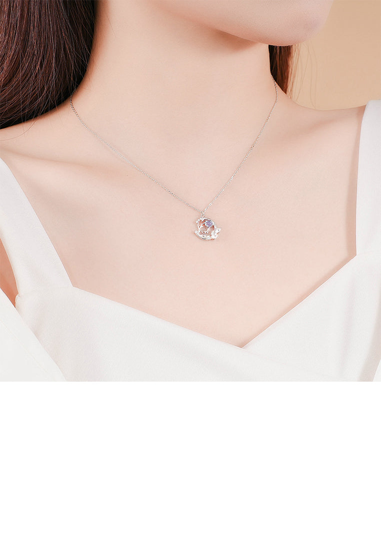 925 Sterling Silver Fashion Temperament Elk Pendant with Cubic Zirconia and Necklace - Luxurious Look