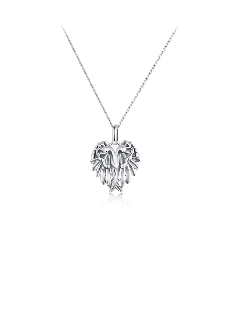 925 Sterling Silver Fashion Simple Angel Wings Pendant with Necklace