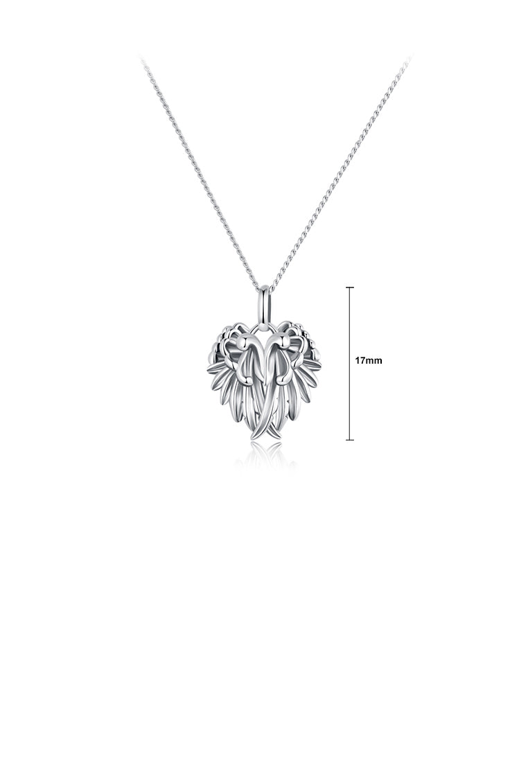 925 Sterling Silver Fashion Simple Angel Wings Pendant with Necklace