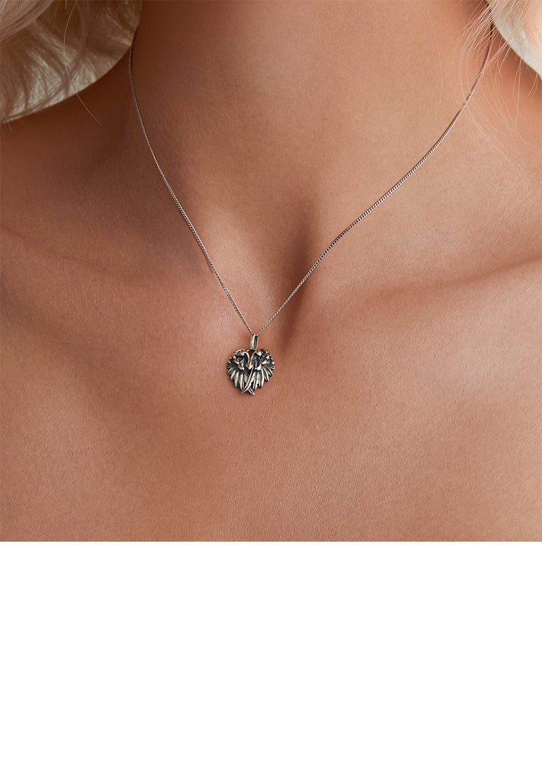 925 Sterling Silver Fashion Simple Angel Wings Pendant with Necklace