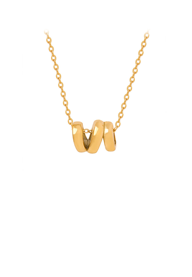 Simple and Fashion Plated Gold 316L Stainless Steel Geometric Ring Pendant with Necklace