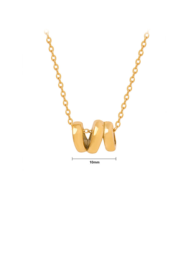 Simple and Fashion Plated Gold 316L Stainless Steel Geometric Ring Pendant with Necklace