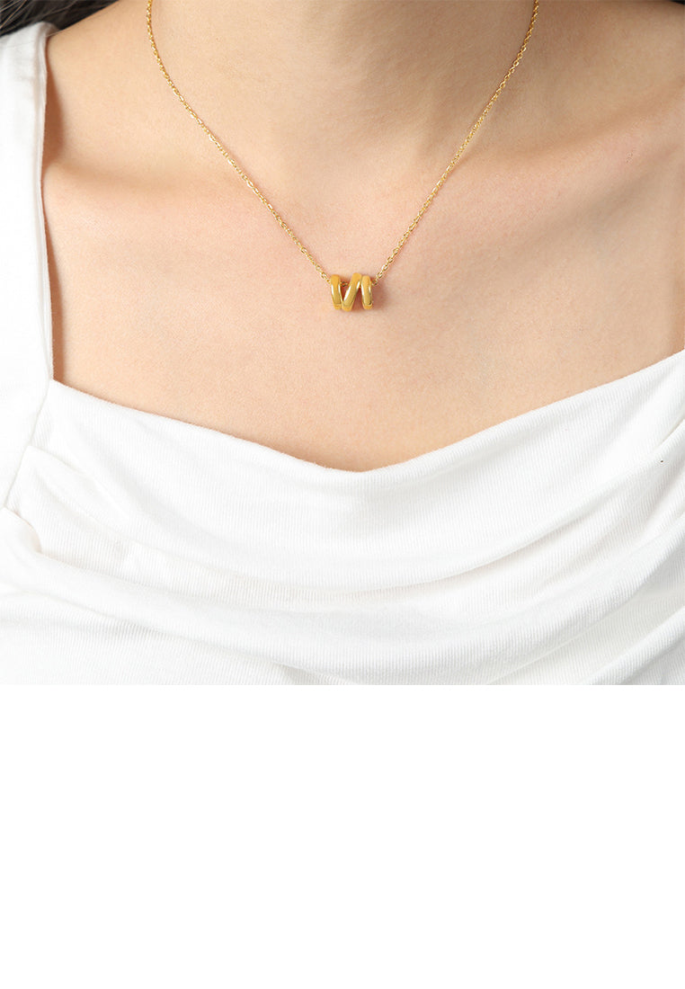 Simple and Fashion Plated Gold 316L Stainless Steel Geometric Ring Pendant with Necklace