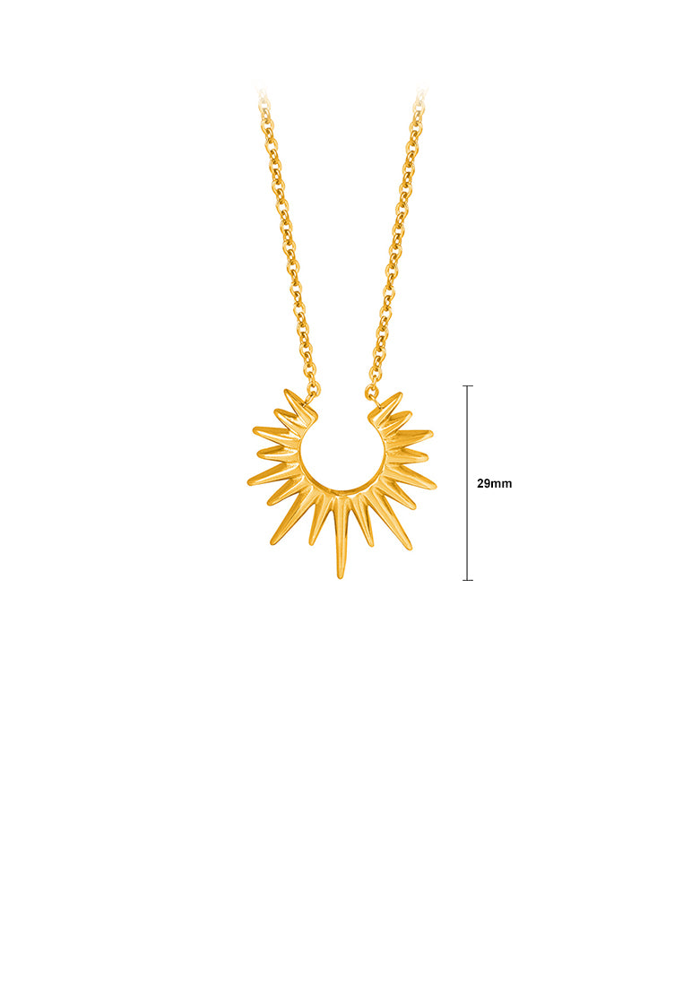 Fashion and Personalized Plated Gold 316L Stainless Steel Sun Pendant with Necklace