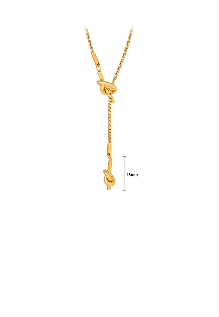 Simple and Fashion Plated Gold 316L Stainless Steel Rope Knot Tassel Pendant with Necklace