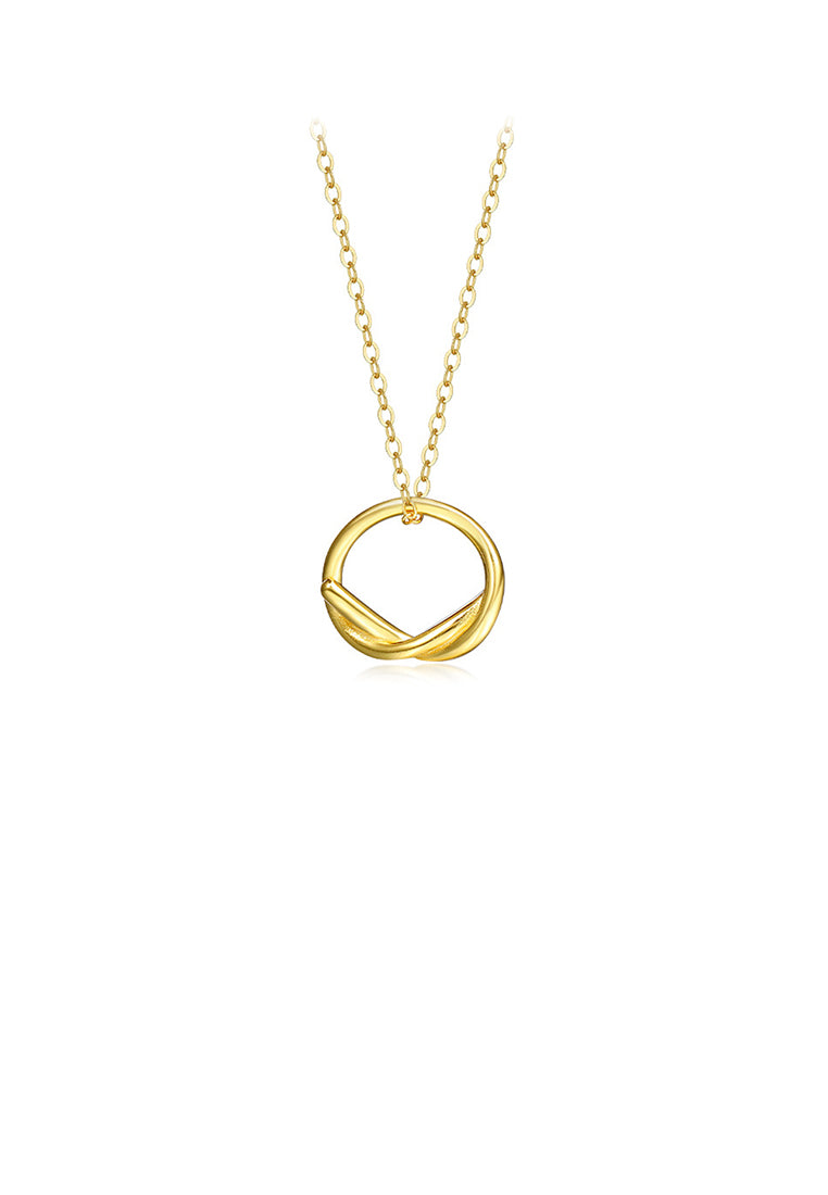 925 Sterling Silver Plated Gold Simple and Fashion Irregular Hollow Circle Pendant with Necklace
