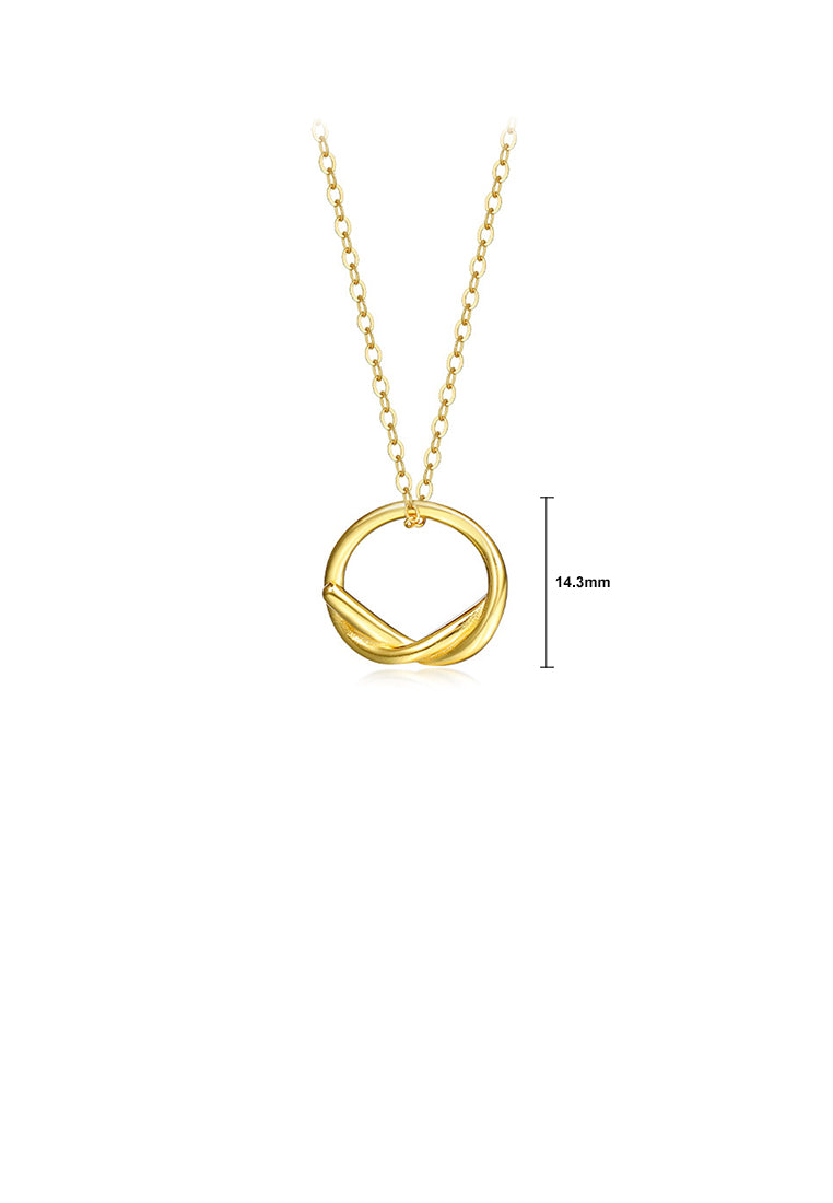 925 Sterling Silver Plated Gold Simple and Fashion Irregular Hollow Circle Pendant with Necklace