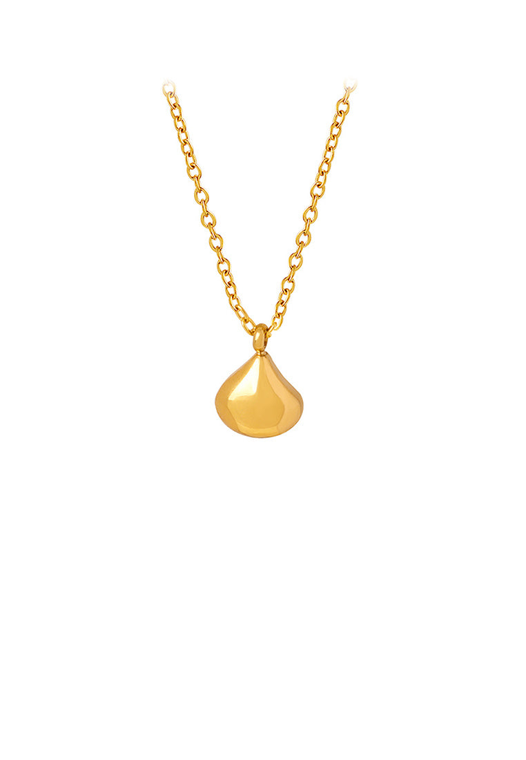 Simple and Fashion Plated Gold 316L Stainless Steel Water Drop-shaped Pendant with Necklace