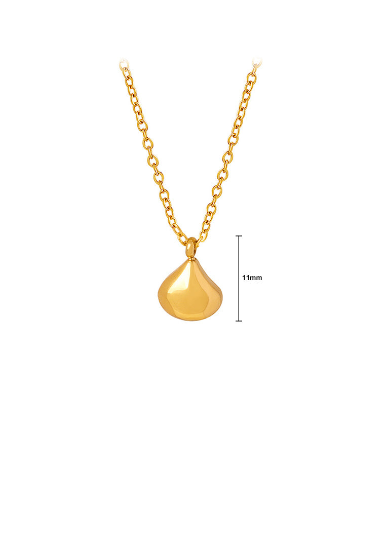 Simple and Fashion Plated Gold 316L Stainless Steel Water Drop-shaped Pendant with Necklace