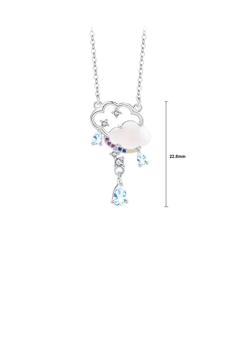 925 Sterling Silver Fashion and Creative Cloud Tassel Pendant with Cubic Zirconia and Necklace - Luxurious Look