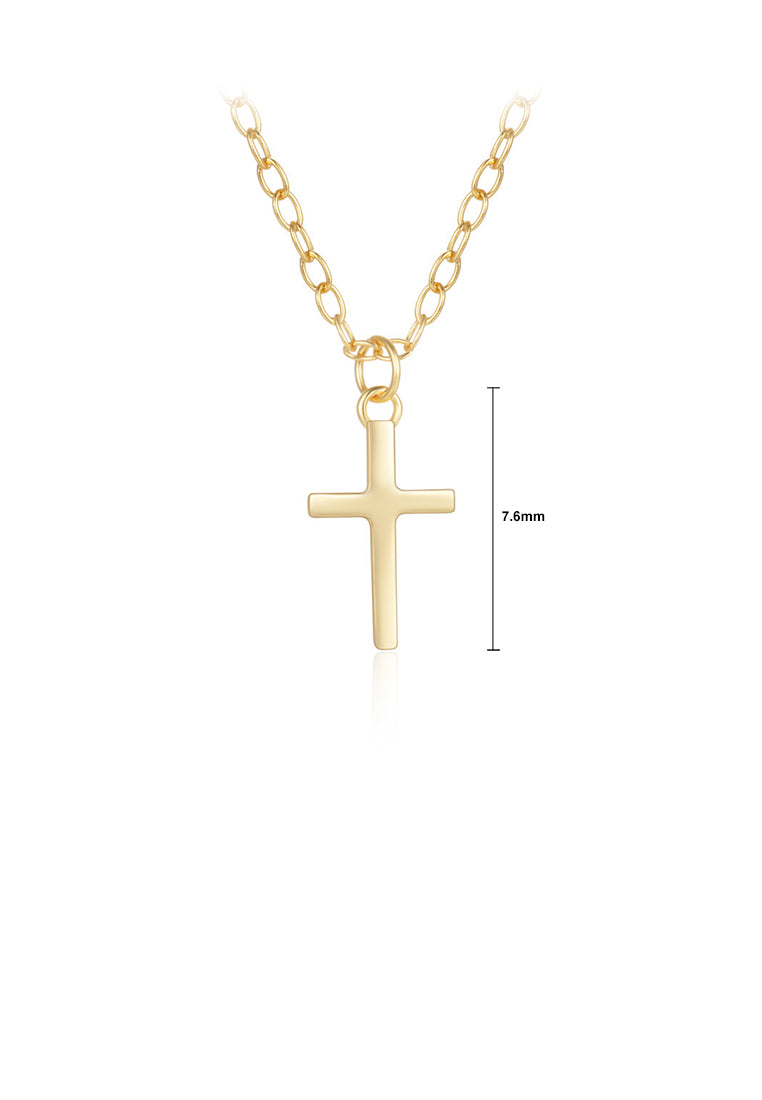 925 Sterling Silver Plated Gold Simple and Fashion Cross Pendant with Necklace