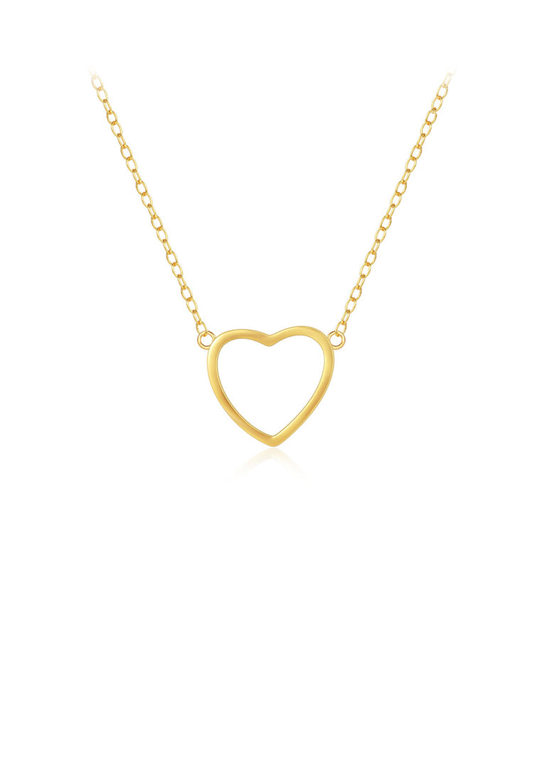 925 Sterling Silver Plated Gold Simple and Fashion Hollow Heart-shaped Pendant with Necklace