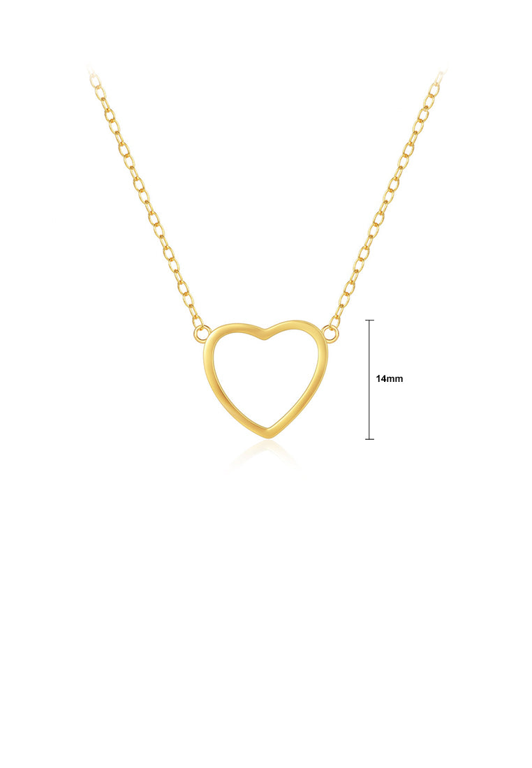925 Sterling Silver Plated Gold Simple and Fashion Hollow Heart-shaped Pendant with Necklace